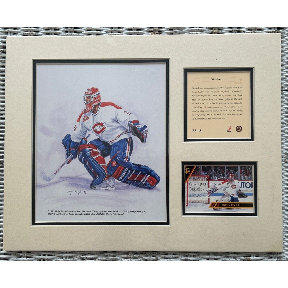 Hockey - Patrick Roy -  Canadiens  - 1993 Art Lithograph - Collectors’ #2818
